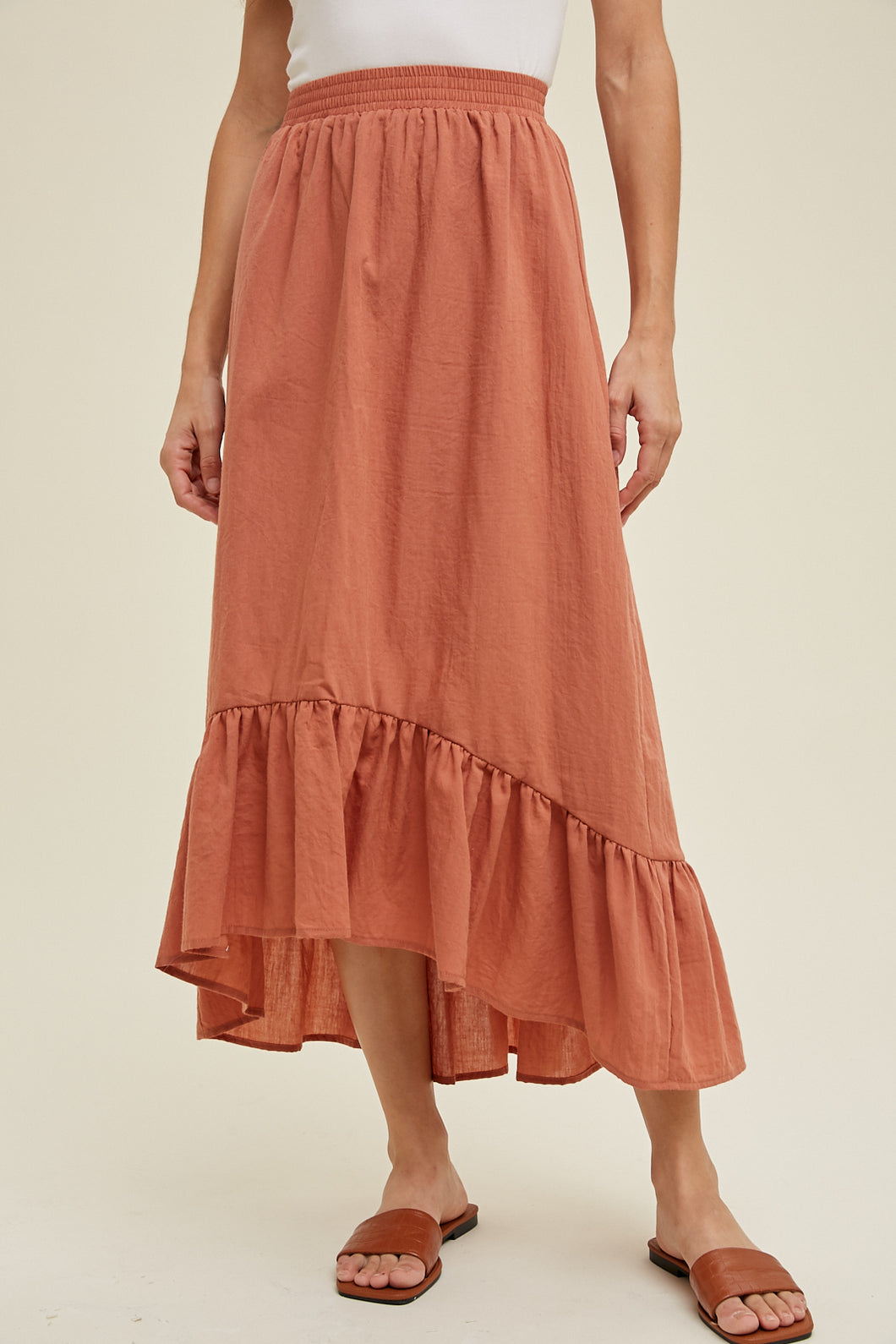 Hi-Low Hem Midi Skirt