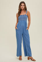 Load image into Gallery viewer, Smocked Bust Denim Jumpsuit
