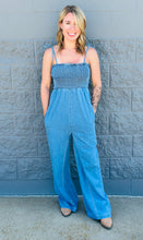 Load image into Gallery viewer, Smocked Bust Denim Jumpsuit
