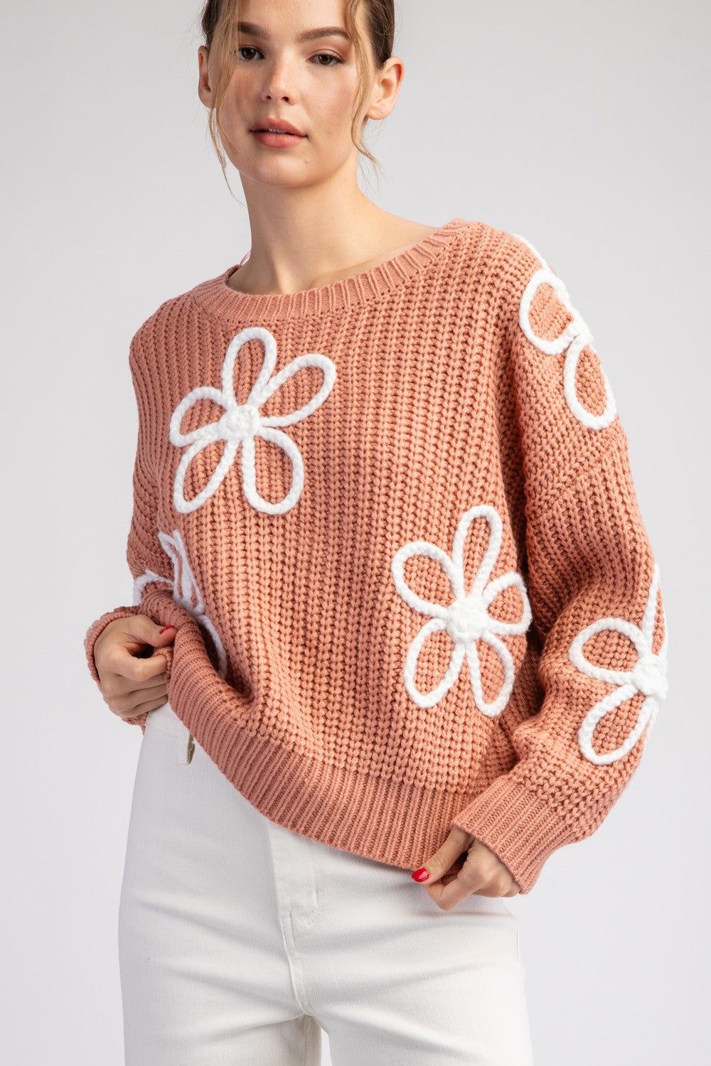 Flower Stitch Sweater Top