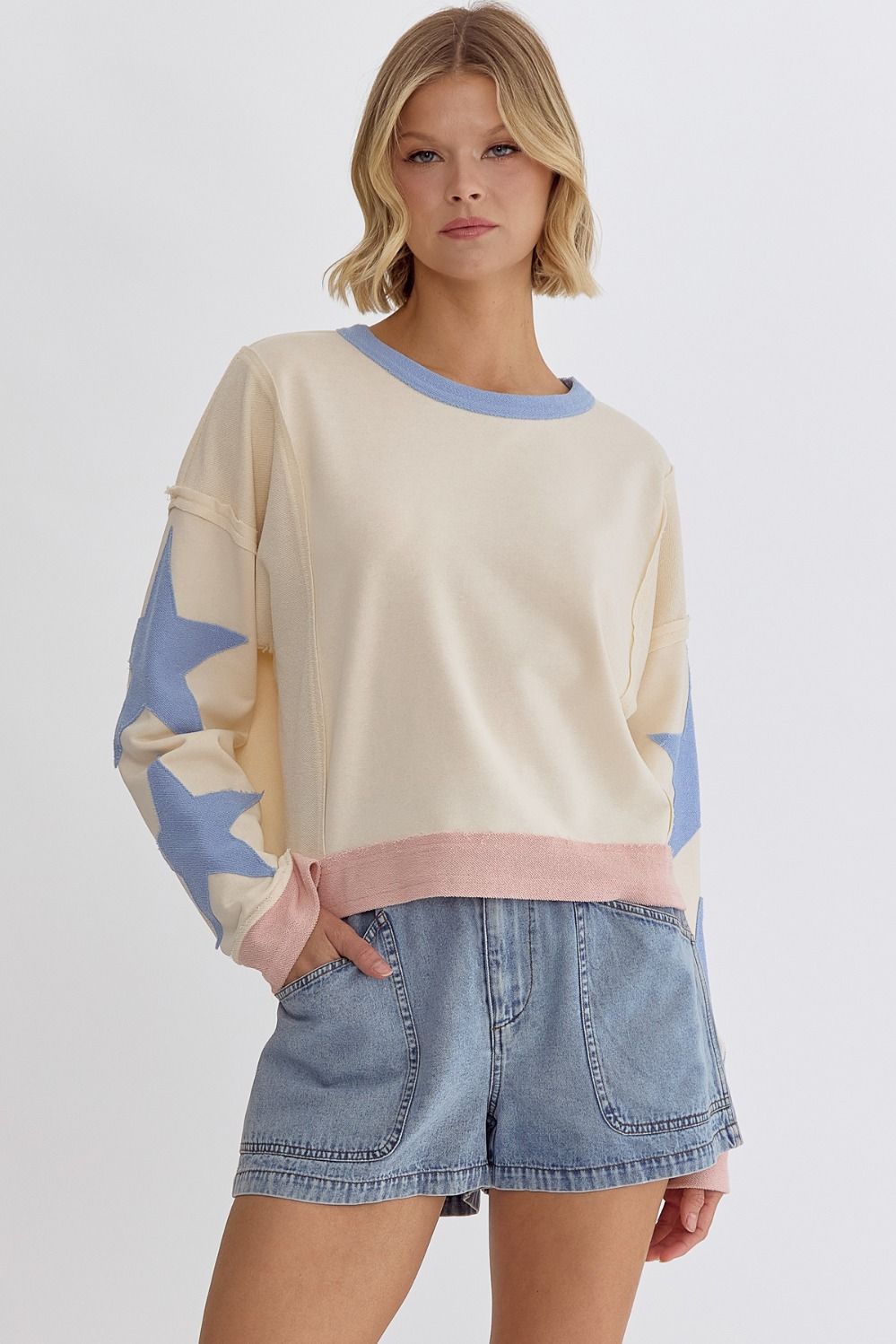 Star Colorblock Cropped Top