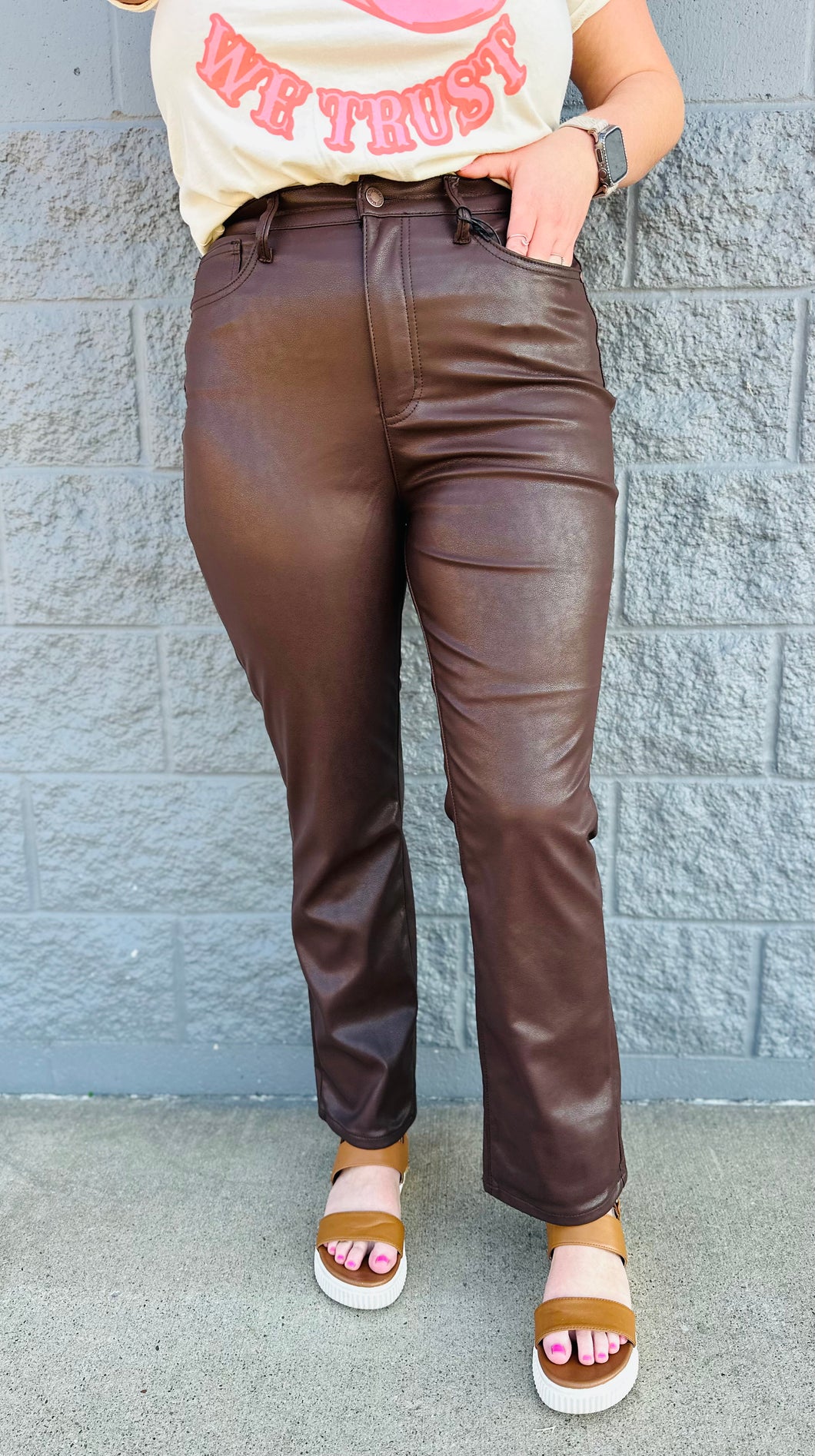Judy Blue Faux Leather Straight Pants