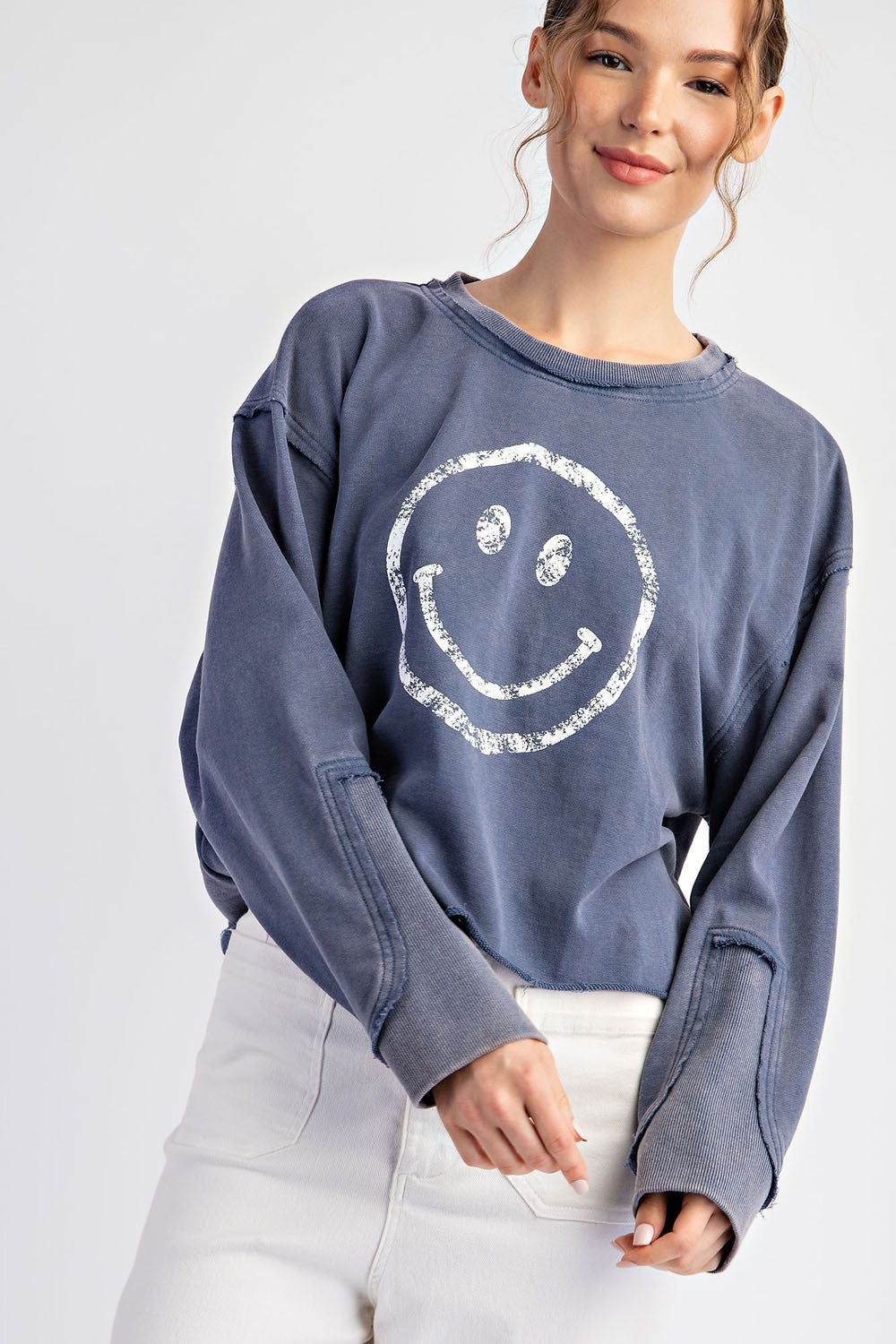 Smile Print Mineral Wash Top