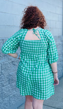 Load image into Gallery viewer, Gingham Print Babydoll Dress with Tie Back
