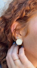 Load image into Gallery viewer, Round Shape Faux Leather Post Earrings

