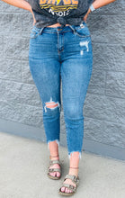 Load image into Gallery viewer, Judy Blue Midrise Destructed Hem Slim Fit Jeans
